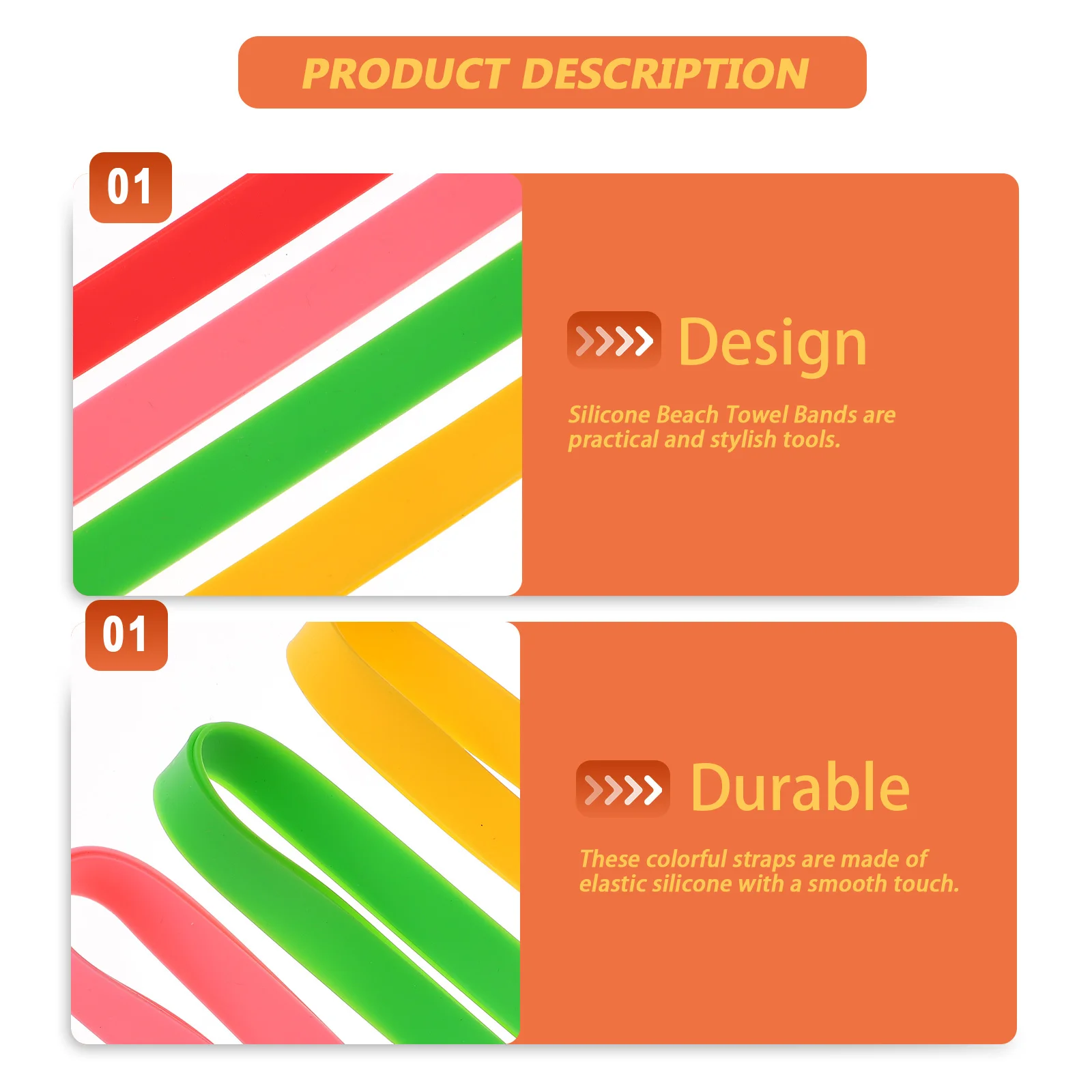 

4Pcs Silicone Beach Chair Anti-Slip Bands Elastic Towel Fixing Straps Vacation Accessories Towel Bands Vacation Accessories