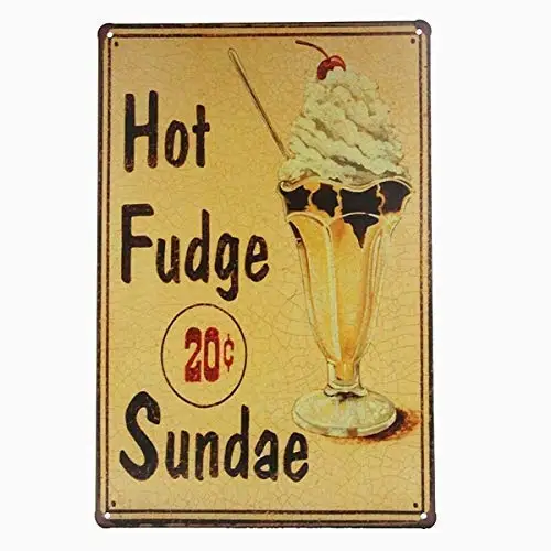 1pcs,Patisaner Hot Fudge Sundae Retro Vintage Decor Metal Tin Sign  / 20x30 cm