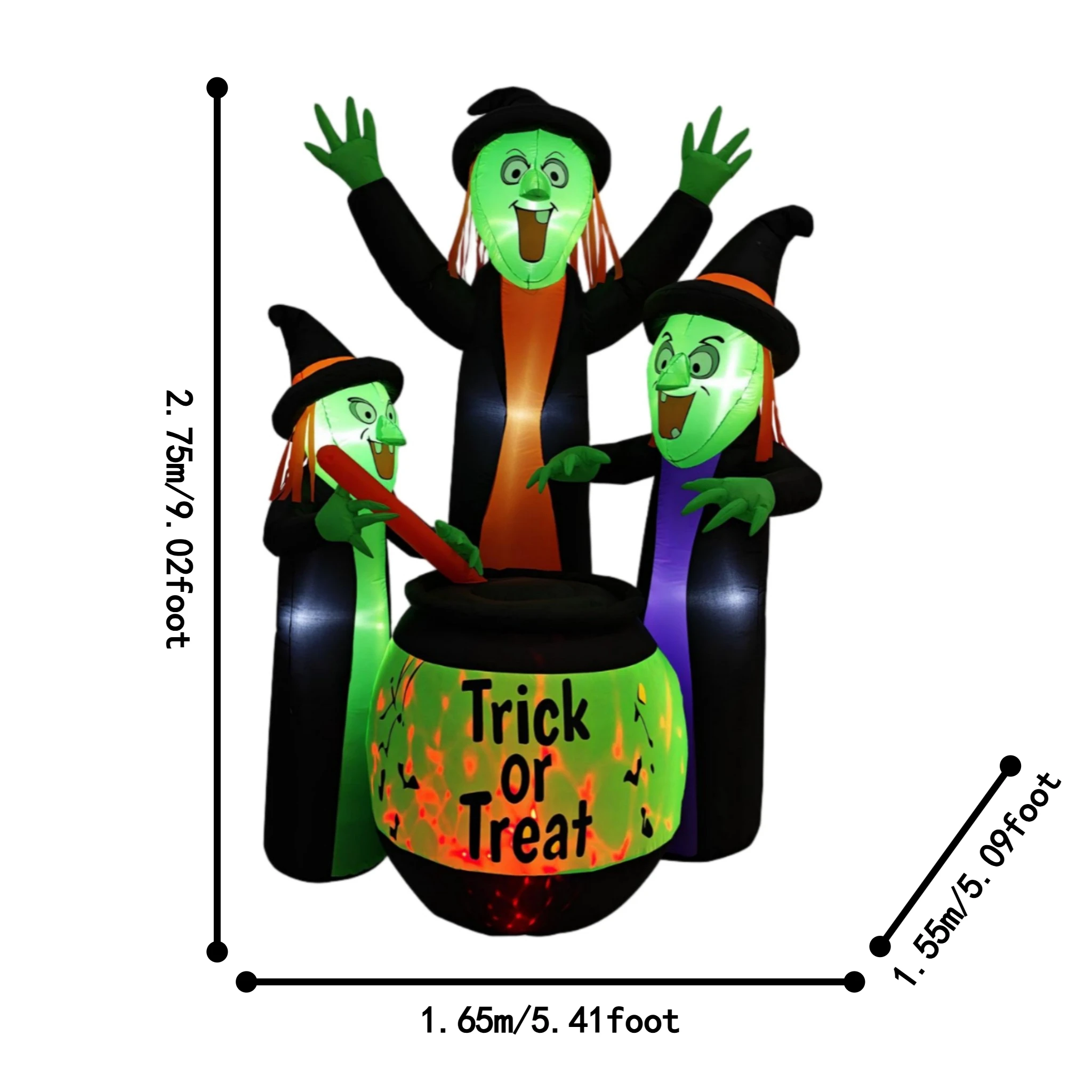 Halloween Three Witches Cauldron Outdoor Holiday Decorations LED Inflatable Model For Backyard Garden Halloween Party Decor