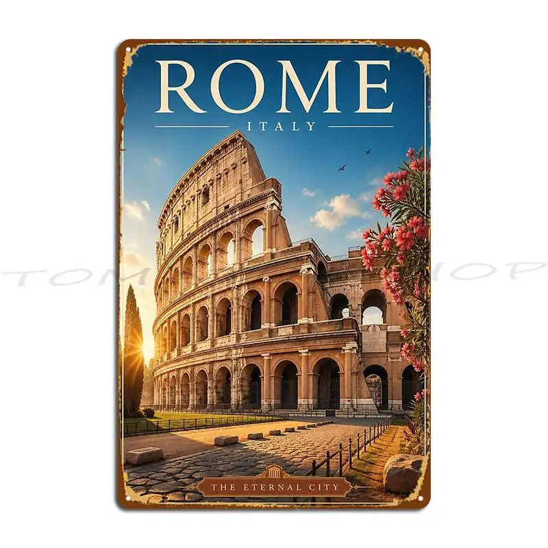 Rome Italy Colosseum Travel Metal Signs Cinema Pub Garage Wall Decor Iron Tin Sign Poster