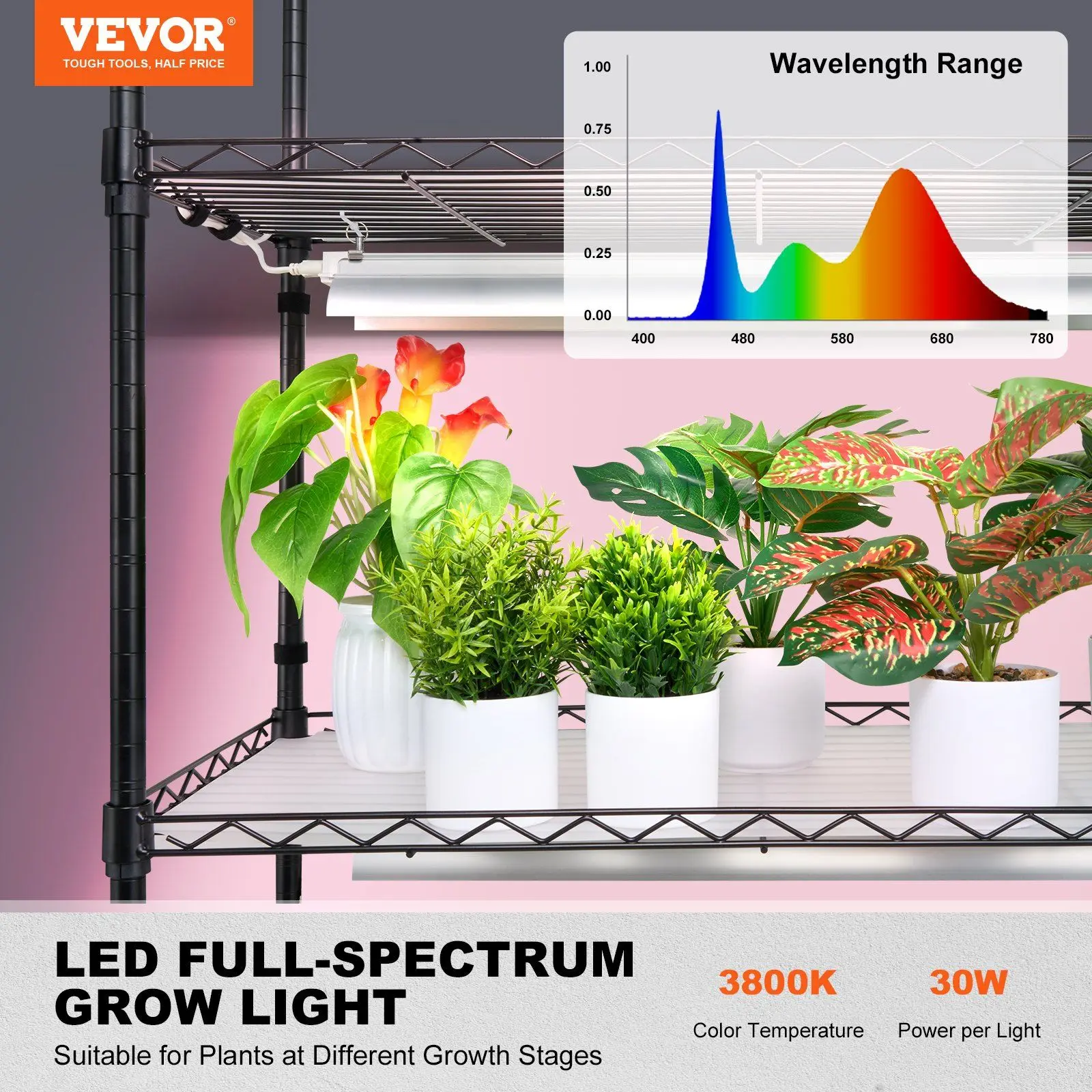 Plant Stand with Grow Light 6 Tiers 180W 70.9