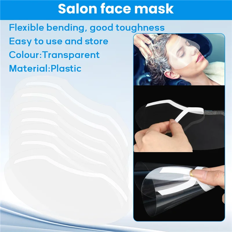 M04K 100 قطعة من قناع درع رذاذ الشعر البلاستيكي الشفاف، قناع حماية الوجه لصالونات التجميل وقص الشعر وحماية الوجه