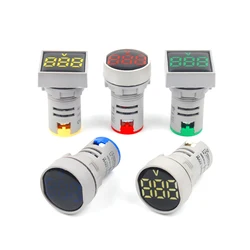 22MM Protective Film AC20-500V Voltmeter Square&Round Panel LED Digital Voltage Meter Indicator Light Tester Voltmeter