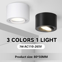 Adjustable Angle Spot light Downlight 7W LED ceiling light 3 Color Change Ceiling Light AC85~265V Surface Mounted Indoor Lights