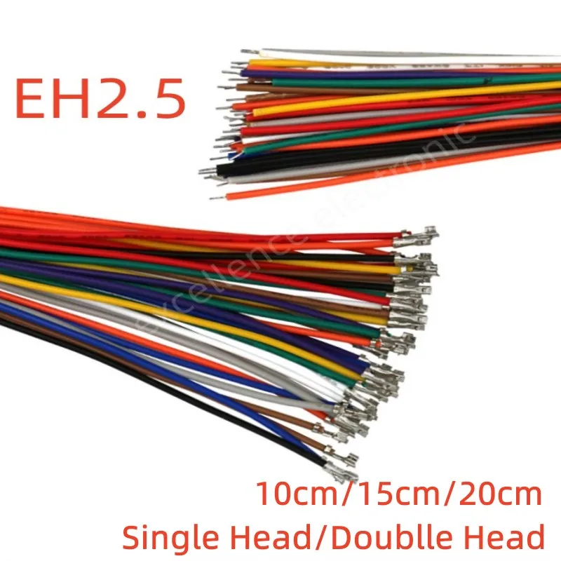 20pcs EH2.5 EH 2.5mm Connector Terminal Wire Electronic Cable Single/Double Head Without Housing 26AWG 10cm 15cm 20cm