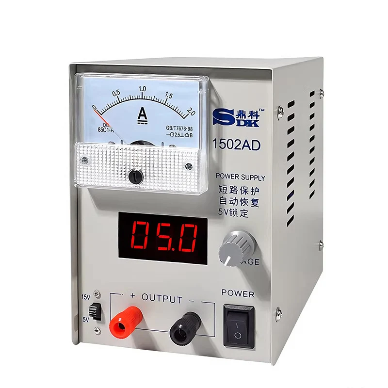 Dingkke 1502AD Adjustable Digital Voltage Regulator 15V 2A Phone Repair Power Supply Regulated Power Supply for Electronics Repa