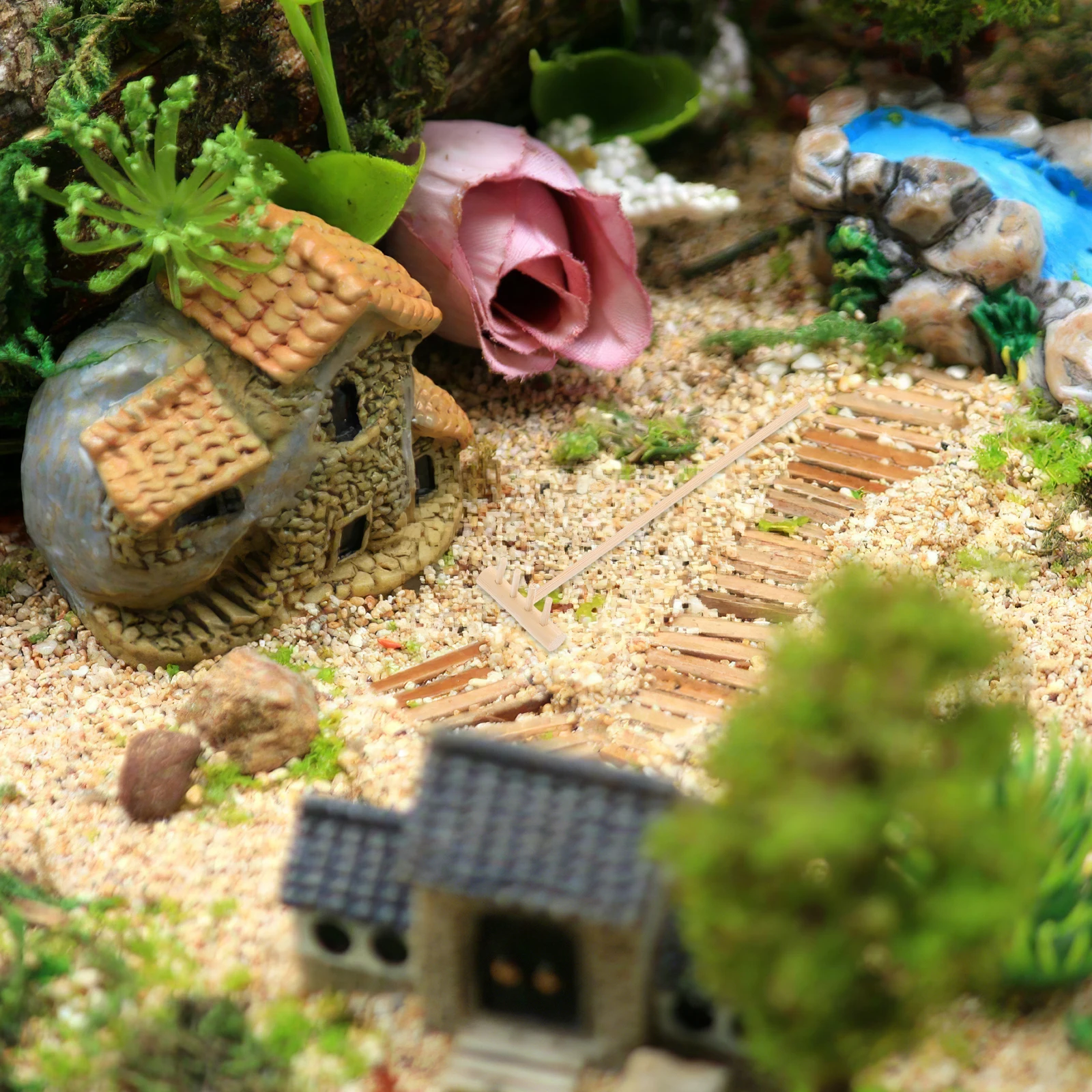 4 pezzi di rastrello in bambù mini dimensioni per sabbia roccia piccoli giardini piante in vaso fiore piantare piante grasse strumenti portatili facili