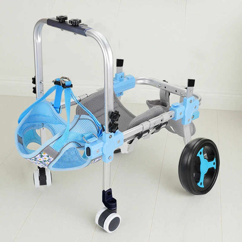 Adjustable Four Wheel Dog Wheelchair Comfort Pet Mobility Cart For Elderly Dogs Hind Leg Support