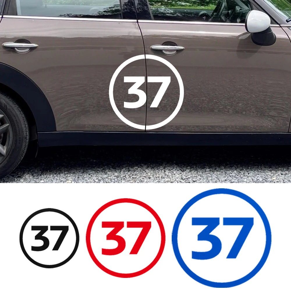 2 pegatinas con número 37 para coche, pegatinas laterales para Mini Cooper J01 J05 U25 F66 F65 R56 R57 R58 R50 R52 R53 R59 R61 R60 F60 F55 F56 F54