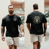 2025 new C Bao Chris sports short sleeve men loose casual sleeved off shoulder large size fitness clothes pure cotton T-shirt