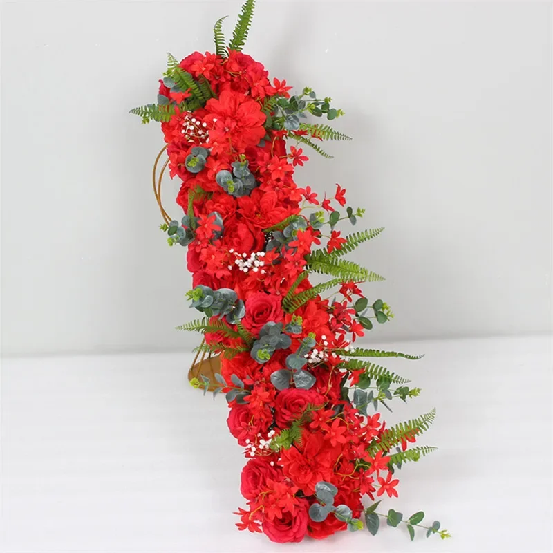 Artificial Flower Row for Wedding Decor, Flower Wall Arched, Flower Row for Door and Window, T Station, Christmas, 1m, 2 PCs/Lot