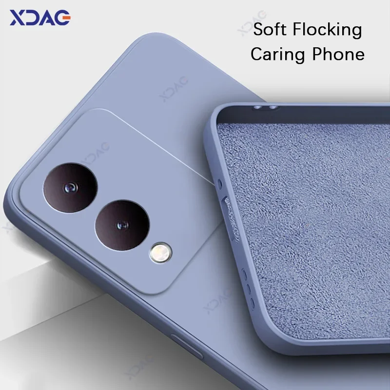 VIVO Y28 VIVOY28 5G 6.56 "360 소프트 럭셔리 스퀘어 액체 실리콘 뒷면 커버 방수 가방 갑옷에 대한 원래 휴대 전화 케이스