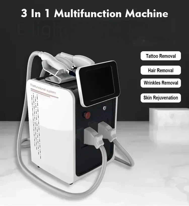 Trend 3 In 1 Portable Multifunction Beauty Machine Laser Hair Tatoo Removal Machine IPL+RF+Nd Yag Laser Machine 2024 New