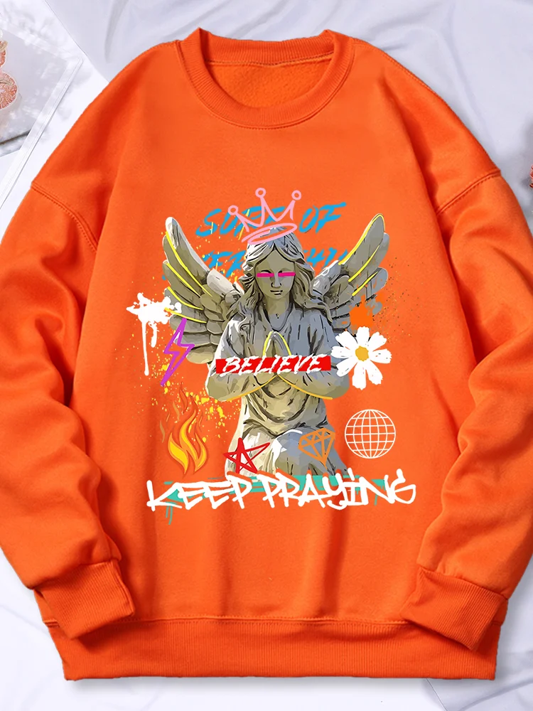 

Interesting Graffiti Goddess Sculpture Printing Sweatshirts Female Fashion Soft Hoodie Fleece Warm Clothes Loose Casual Tops