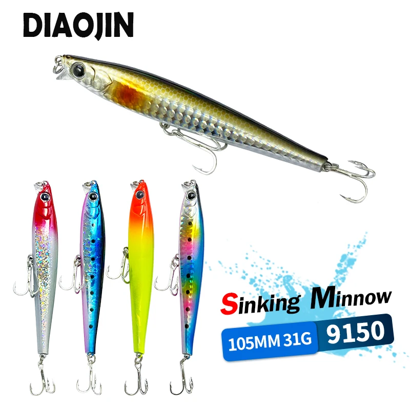 105mm 31g Japanese Heavy Minnow Sinking Fishing Lures Casting Saltwater Hard Lure Long Shot Sea Fishing Trolling Minnow Supplies