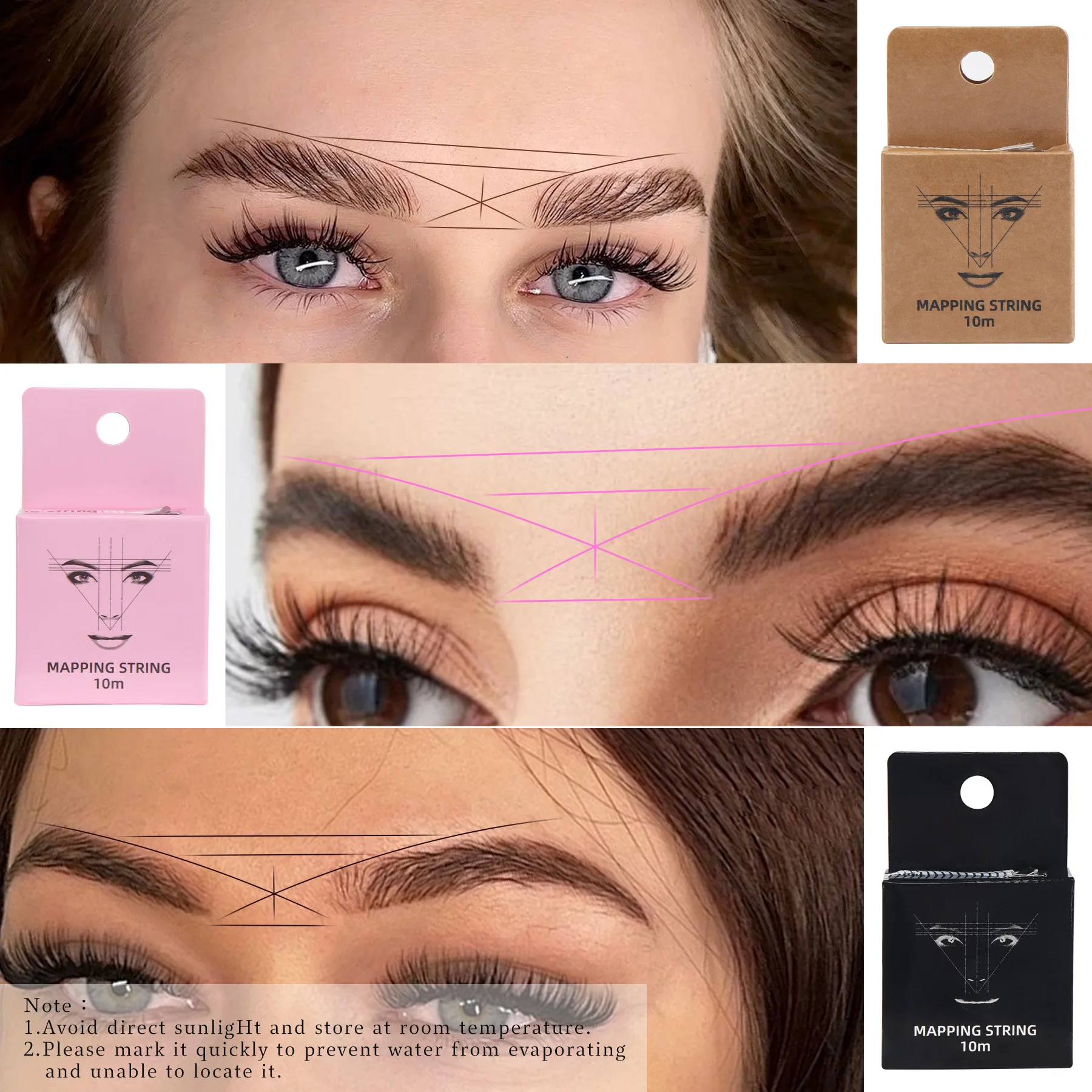 

10-метровая нить с чернилами для татуажа бровей, линейка для тату, вспомогательная линейка для рисования, разметки бровей, DIY дизайн