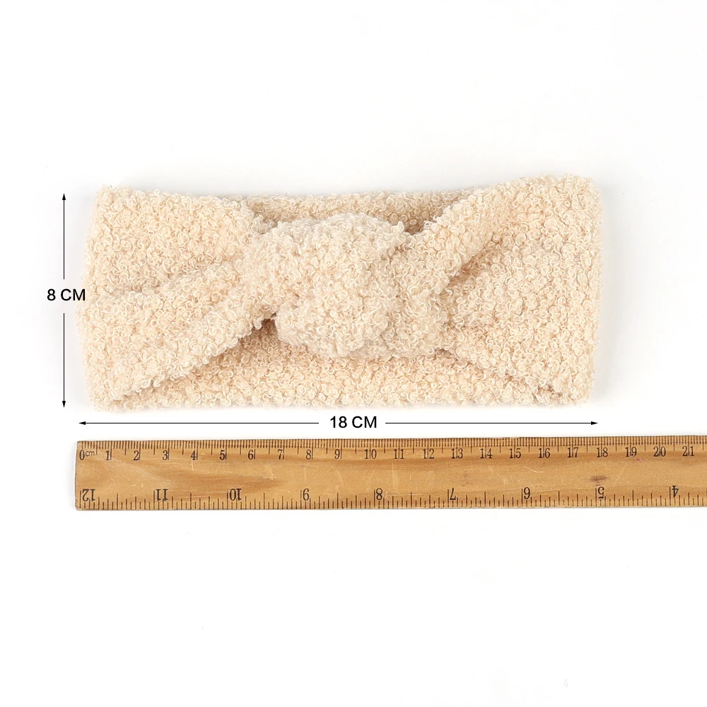 Baby Stirnbänder Teddy Stoff Stirnband Mädchen Haarband Knoten Top Turban Kinder Haarschmuck Neugeborenen Herbst Winter Headwrap – Detail 3