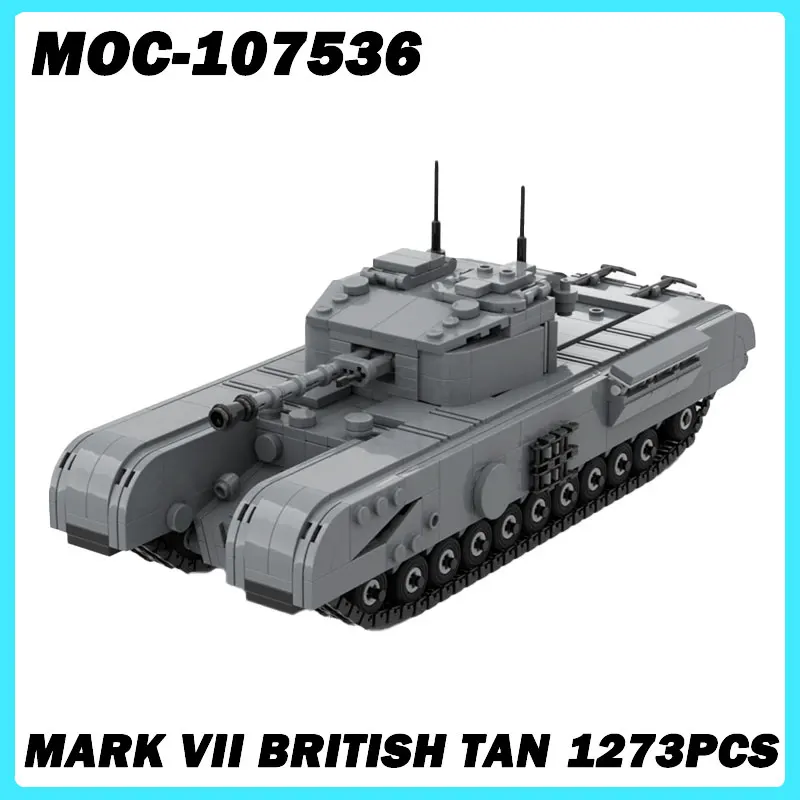 MOC-107536 WW II Military Vehicle Series  Churchill Mark VII British T Building Blocks, DIY Model, Bricks, Puzzle Toys for Gifts