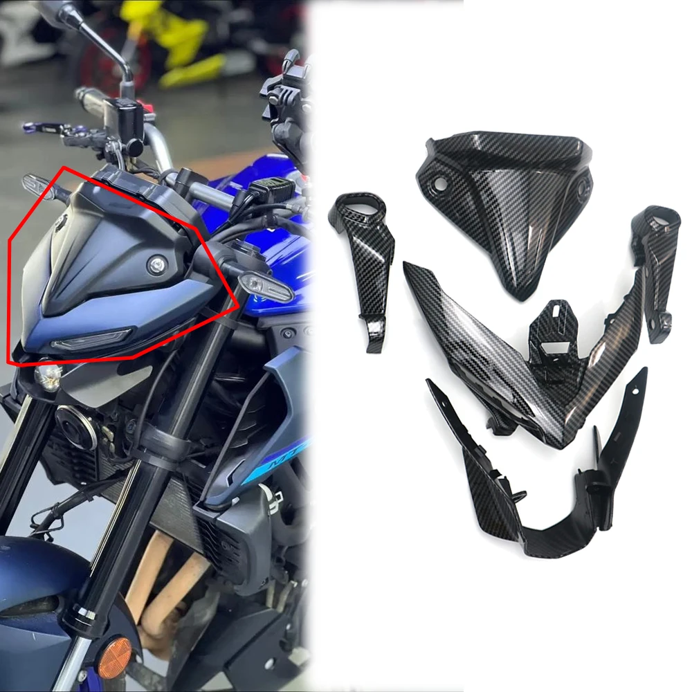 Carenado de faro delantero para motocicleta Yamaha MT03 FZ03 2021-2024, cubierta de capó de pico, extensión Winglet, accesorios de ala aerodinámica