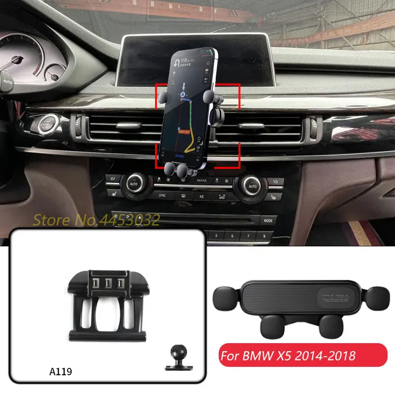 Gravity Car Phone Holder And Base For BMW F15 X5 2014-2018 Navigation Bracket Horizontally Rotatable Stand Accessories