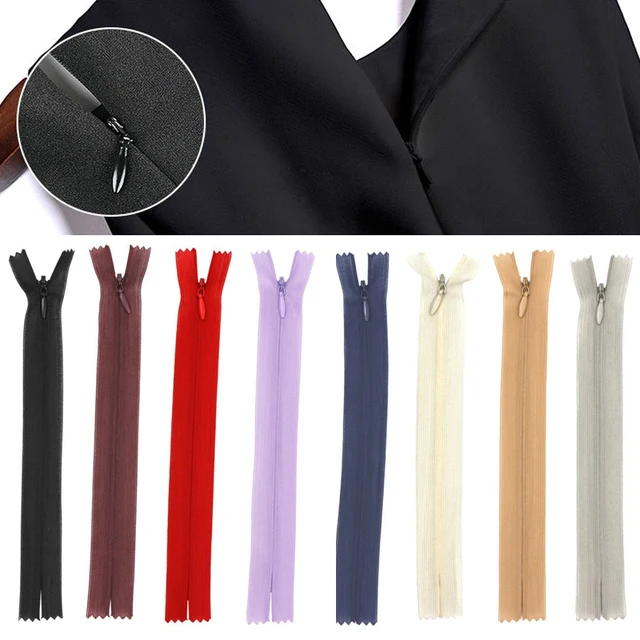 Fermetures éclair longues invisibles, 10 pièces, 3 #, noir, blanc, violet, orange, bobine de nylon, bricolage vêtements artisanat tailleur, accessoires de couture 1