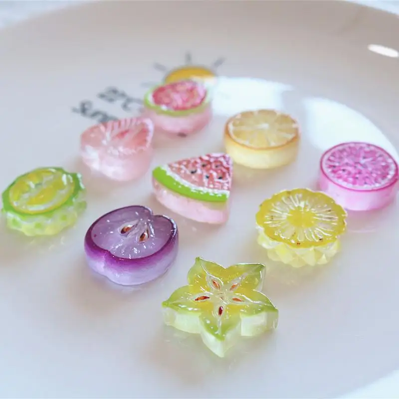10 Stück Mini Kawaii Niedliche Wassermelonen-Frucht-Cabochons mit flacher Rückseite für Scrapbooking, DIY-Party-Haarnadel-Accessoires, Heimdekoration, Bastelzubehör – Detail 5