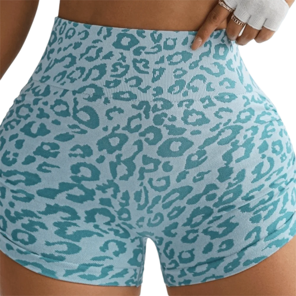 Fitness Leopard High Waist Shorts Hip Liftting Skin Tight Yoga Shorts Elastic Women Slim Leggings Outdoor Sports