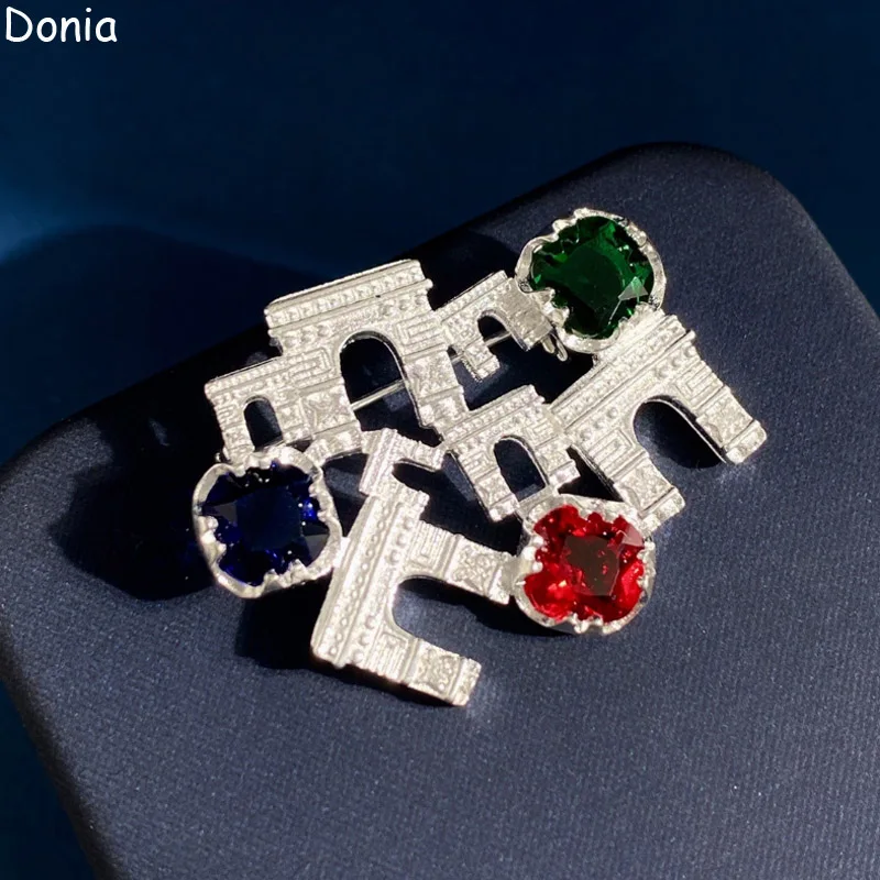 

Bobokiki Jewelry Fashion Titanium Micro-Inlaid AAA Color Zircon City Wall Brooch Luxury Retro Pin