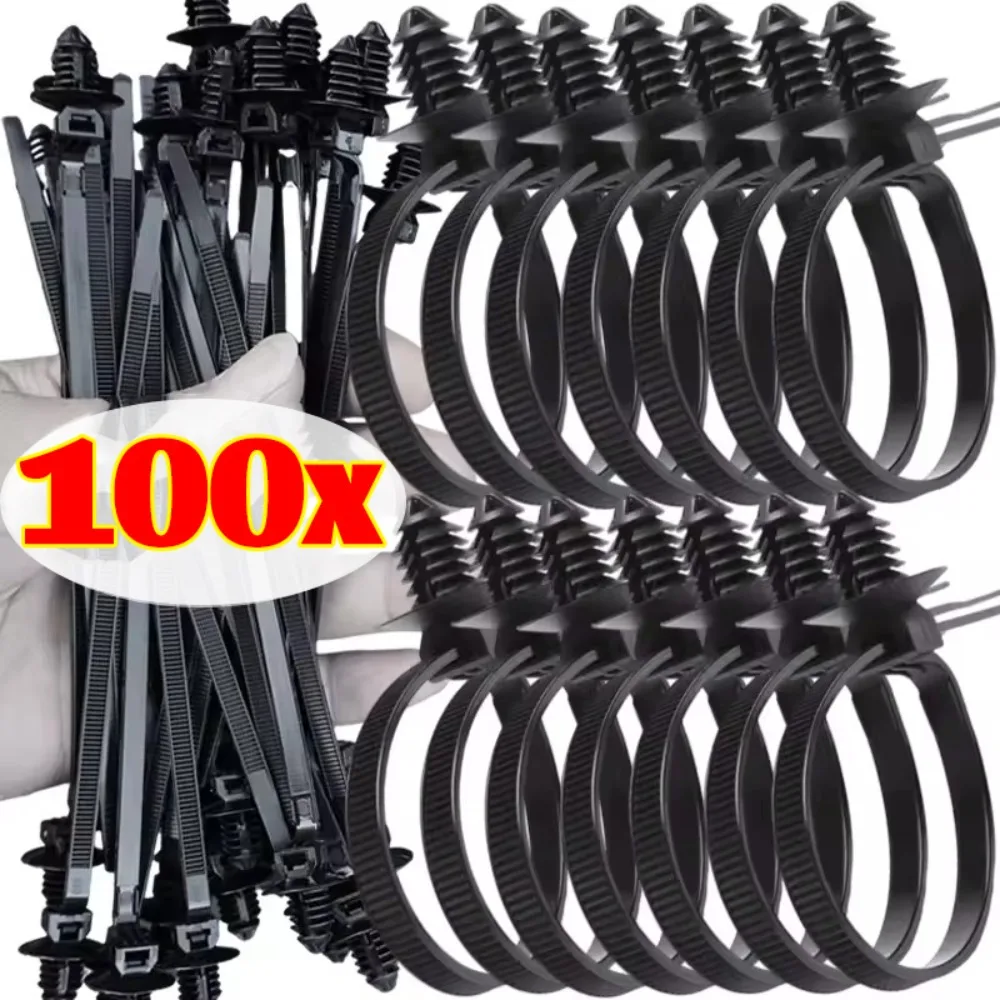 Auto Nylon Wire Harness Fixing Cable Tie Push Mount Zip Strap Self Locking Car Clip Retainer Fastener Universal Routing Tool