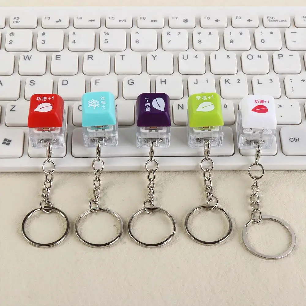 Bouton du bout des doigts interrupteur mécanique porte-clés clavier mécanique essieu testeur bouton capuchon clavier porte-clés mérite + 1 lampe à LED