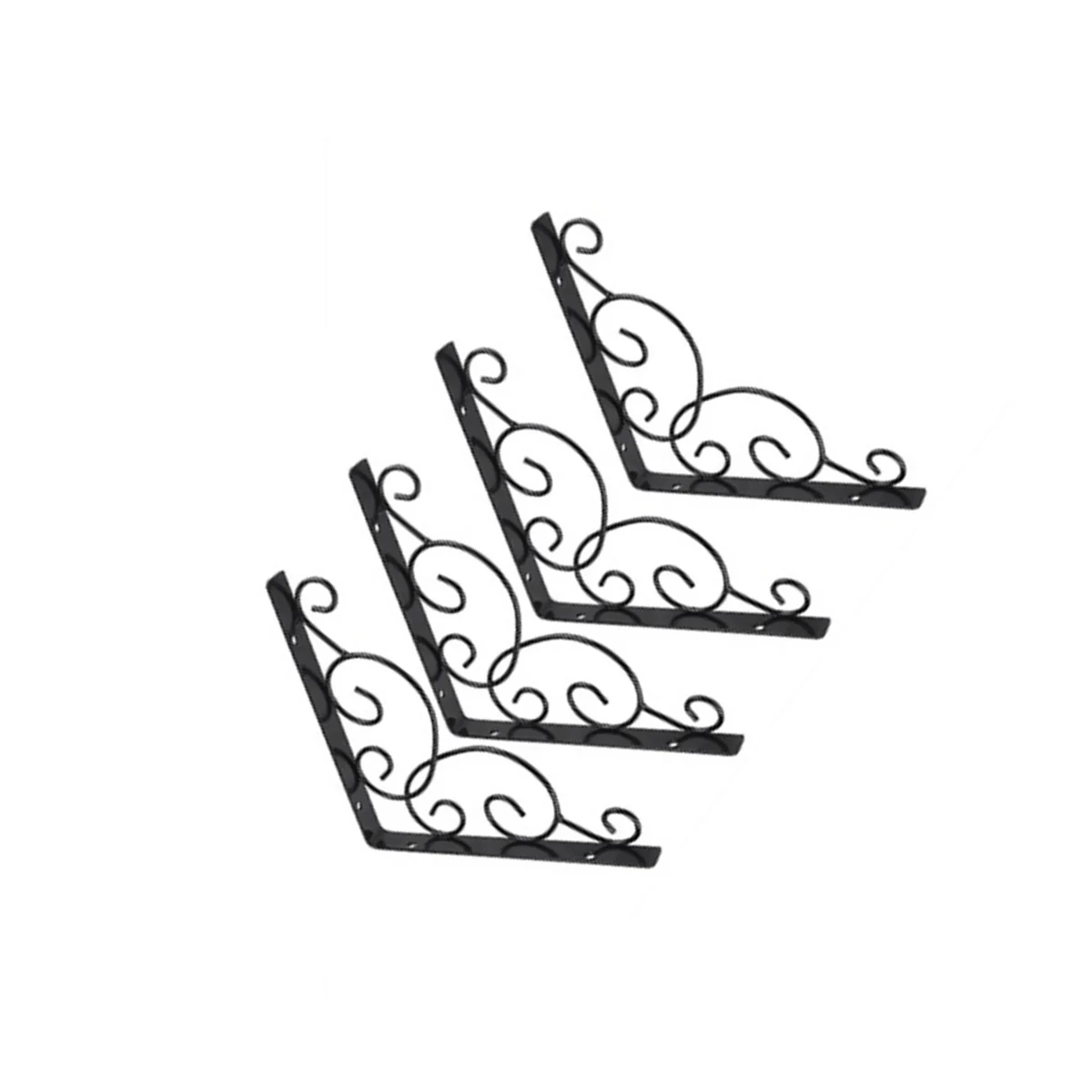 

2pcs Iron Art Wall Brackets Floral Pattern Triangle Shelf Supports For Bookshelf Clapboard Setup Box Mounting Hardware Black