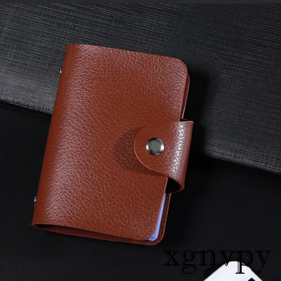 Xgnvpy-tarjetero de cuero para hombre y mujer, bolsa Simple de bolsillo de Color sólido, organizador de tarjetas de identificación de crédito