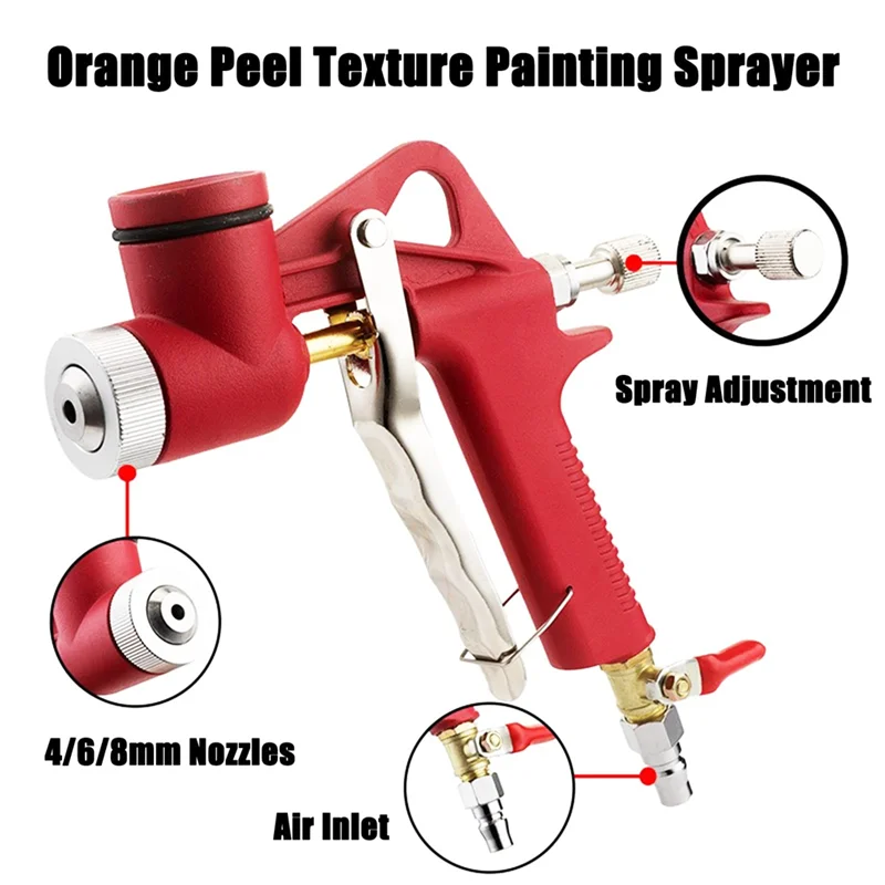 4/6/8Mm Nozzles Drywall Texture Painting, 1.58 Gallon (6L) Air Hopper With Elbow Hose For Walls Popcorn Ceilings