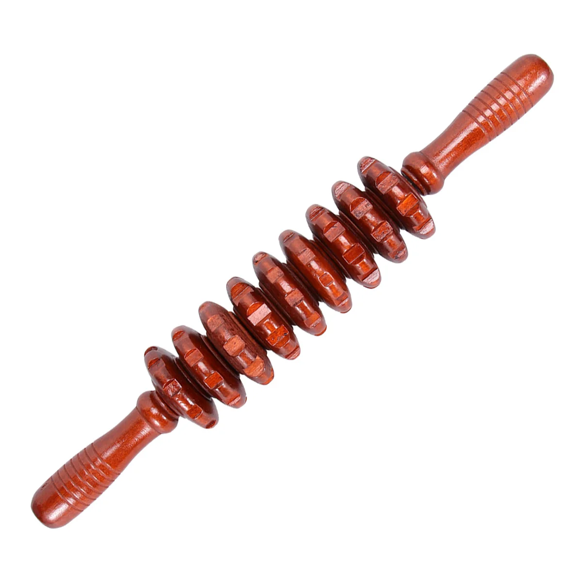 

Wooden Roller Massager Dark Red High-Density Wood Grain Full Relax Rod For Neck Shoulder Back Pain Relief Wheel