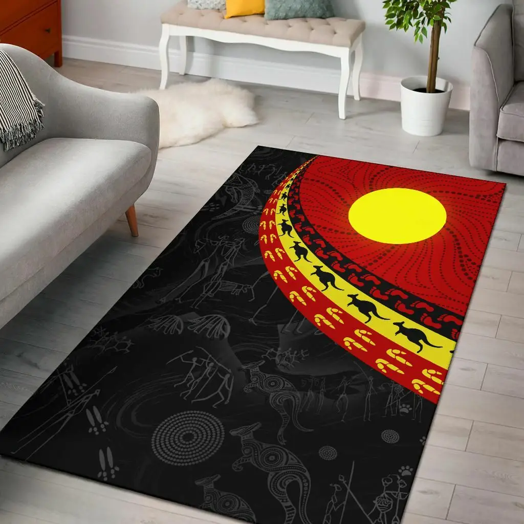 

Indigenous Flag Circle Dot Painting 3D Print Area Rug Room Mat Floor Anti-slip Carpet Home Decoration Themed Living Room Carpet