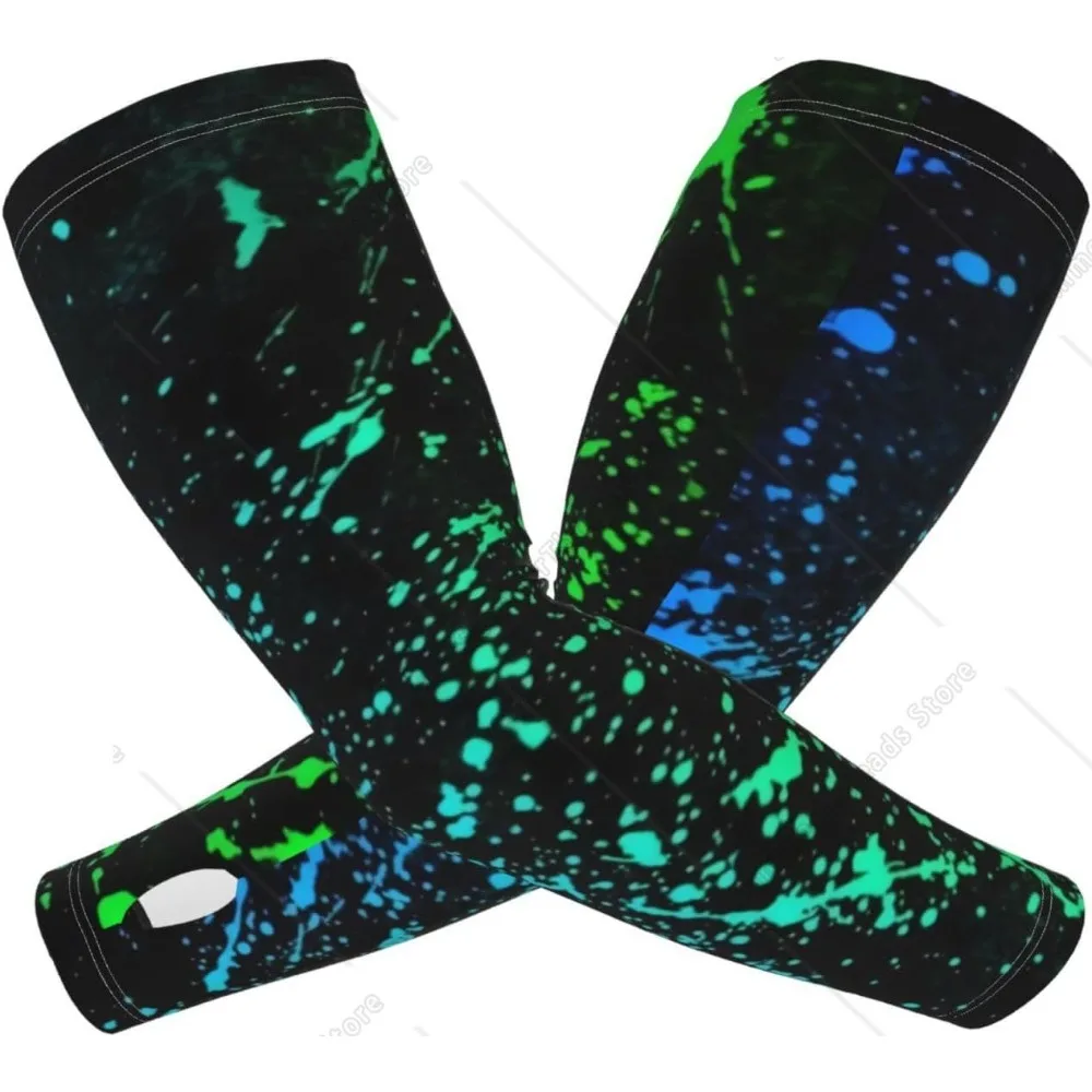 Manchons de bras de Protection solaire néon, éclaboussures scintillantes dans la nuit, preuve du jardin pour hommes et femmes, résistant à la sueur au soleil, noir