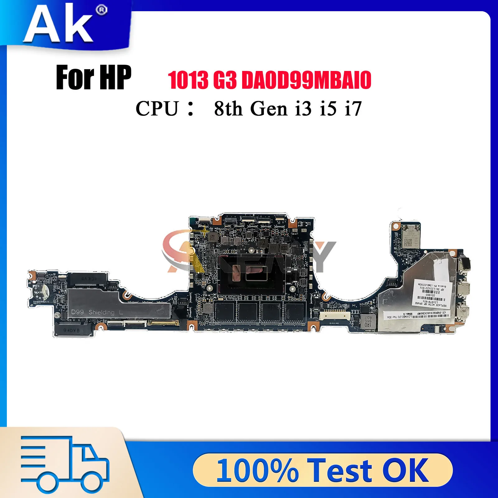 

DA0D99MBAI0 For HP Elite X2 1013 G3 Laptop Motherboard With i5 i7 8th Gen CPU 8GB RAM L31339-601 L31978-601 100% Fully Tested