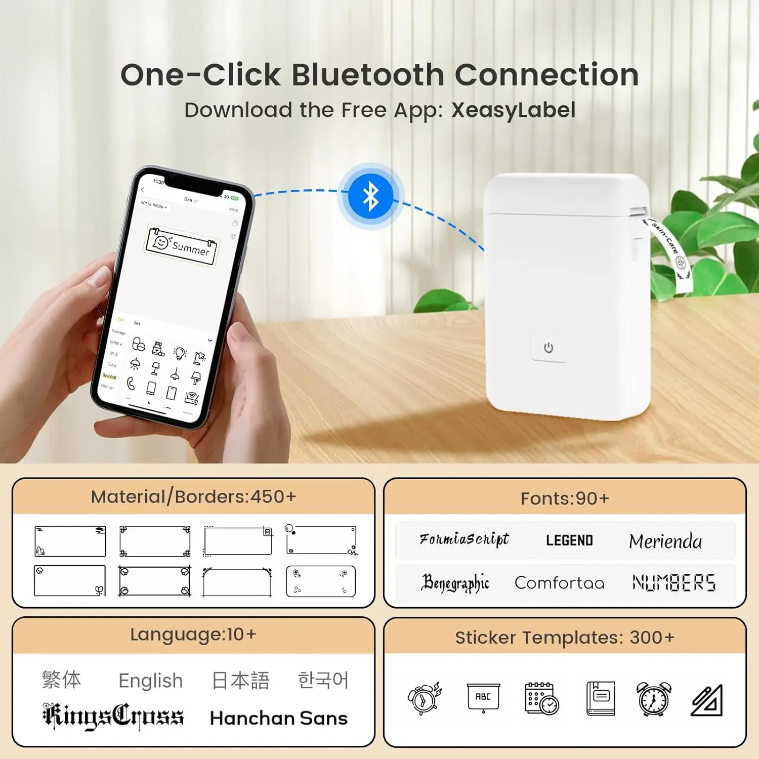 Portable Label Maker Wireless Label Printer Tape Included Multiple Templates Available for Phone Office Home