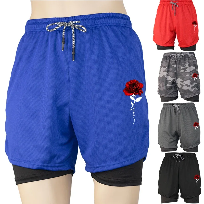 

Мужские узкие спортивные шорты для фитнеса на подкладке с принтом и несколькими карманами для тренировок в повседневном стиле, повседневные пляжные шорты