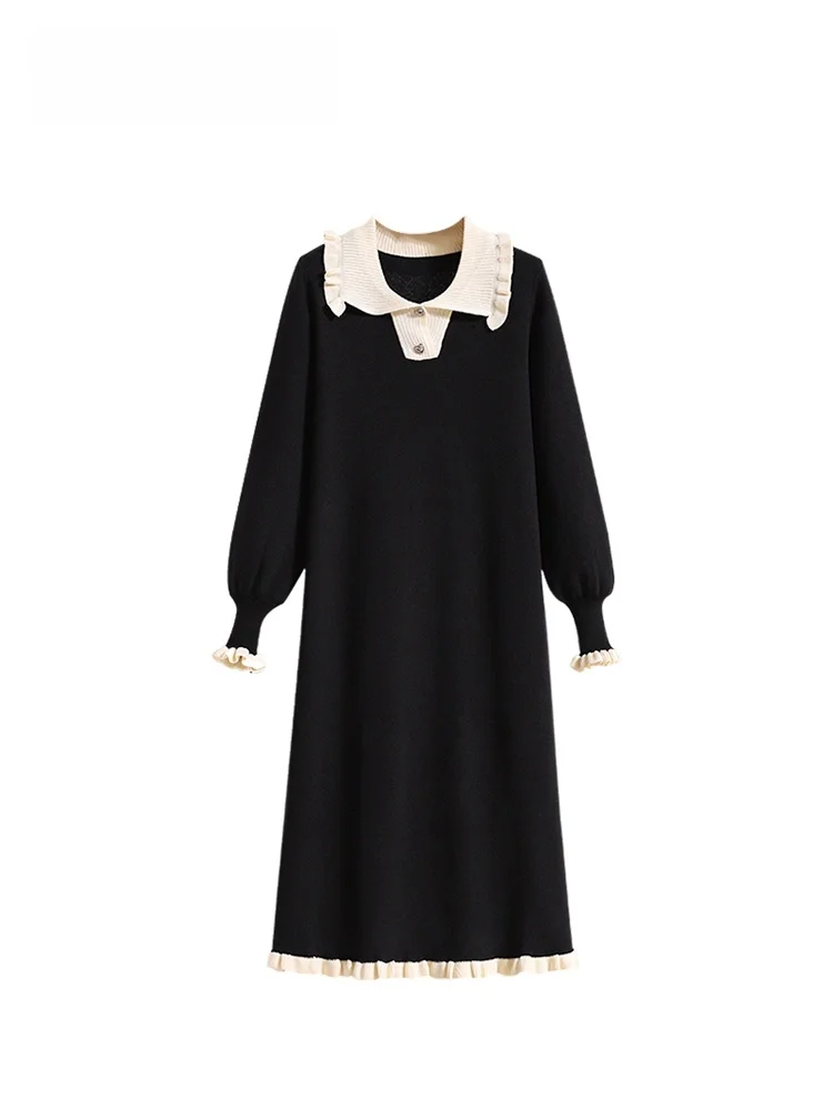 

plus Size Long Sve Collar Dr Casual Faion Women's Dr Autumn Thiened Polyester Fiber Ci Commute Dr