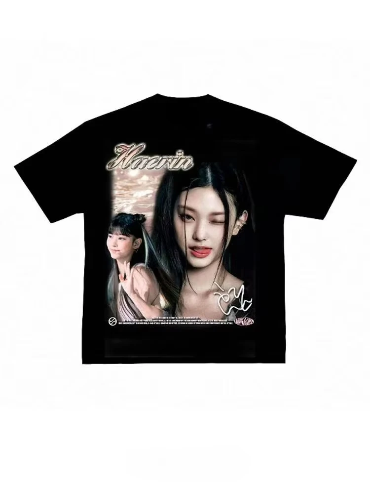 NJZ Koreanische Mädchen Gruppe NewJeans Whale T-shirt Haerin Minji Danielle Hanni Hyein Oversize männer Frauen Neue Casual Lose Baumwolle tops