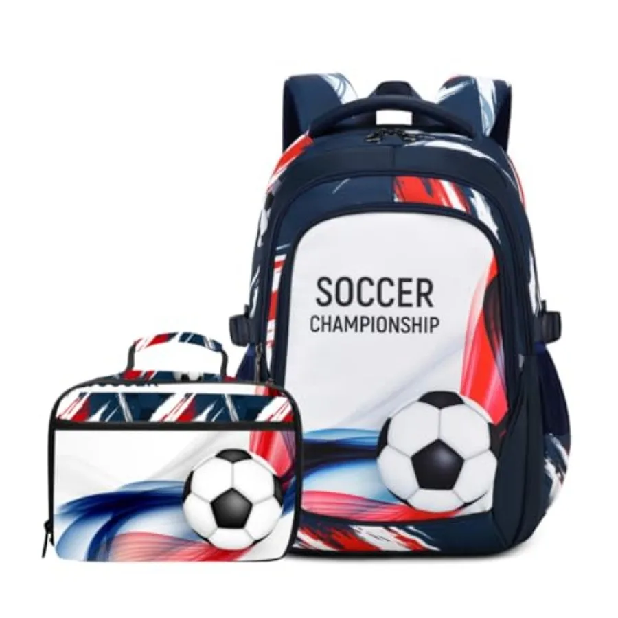 

Boys Backpack Bookbag Durable Elementary Middle School Bags Soccer 18in