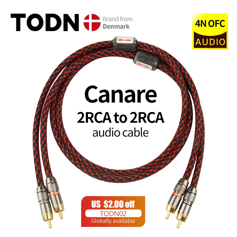 كابل صوت من Canare عدد 1 زوج من 2 RCA إلى 2 RCA كابلات توصيل ستيريو HIFI 4N OFC ذكر إلى ذكر لمكبر الصوت DAC TV صوت السيارة