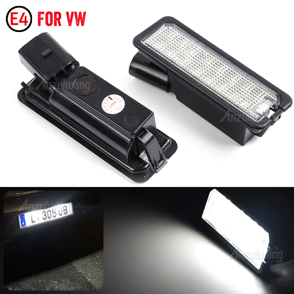 2 Pcs Car LED License Plate Lights 12V Working Lamp Replacement Car Light For VW GOLF 4 5 6 7 6R Passat B6 Lupo Scirocco Polo