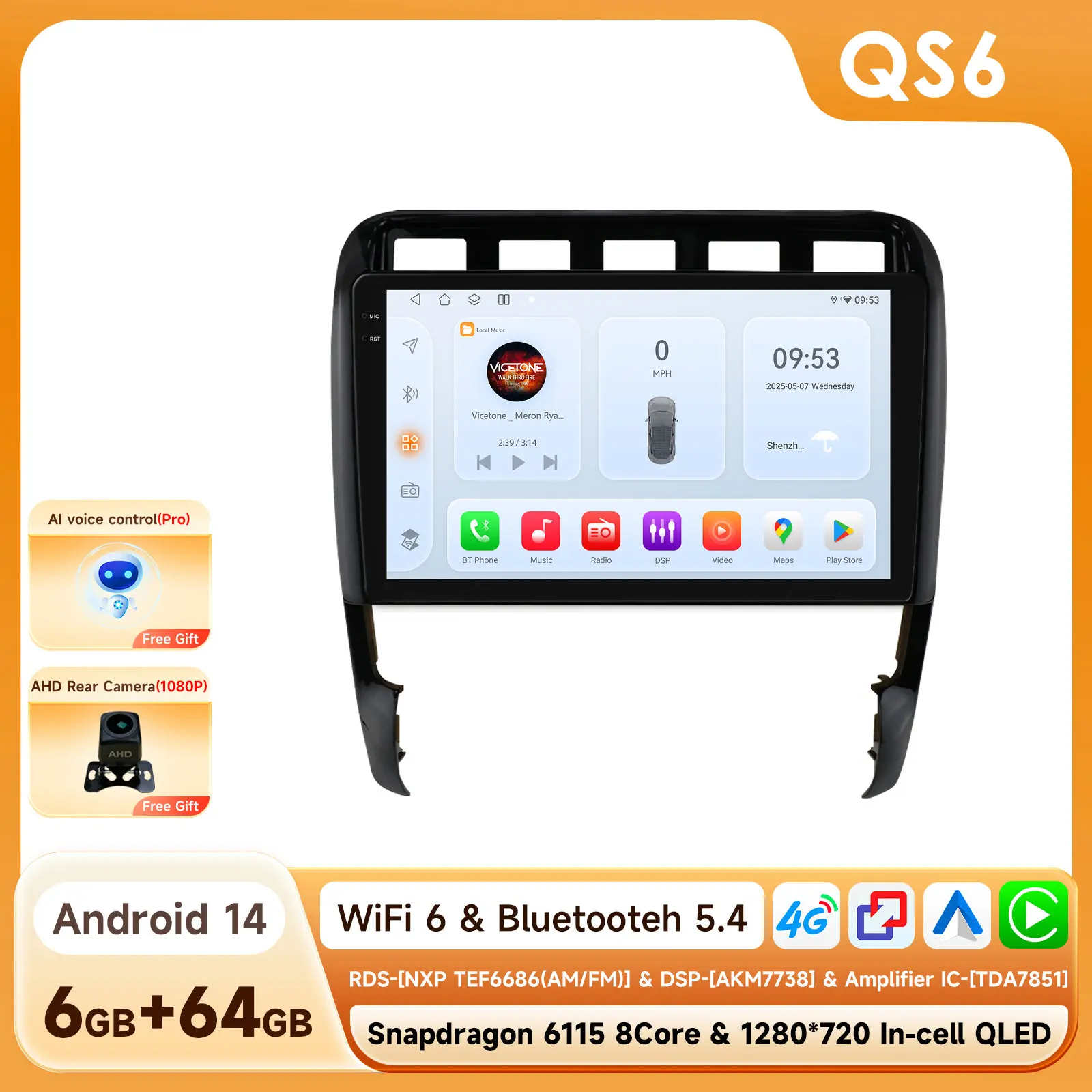 8G 128G CarPlay Android Auto autoradio voor Porsche Cayenne 1 9PA 2002 - 2010 GPS Intelligent Systems Stereo Multimedia autoradio