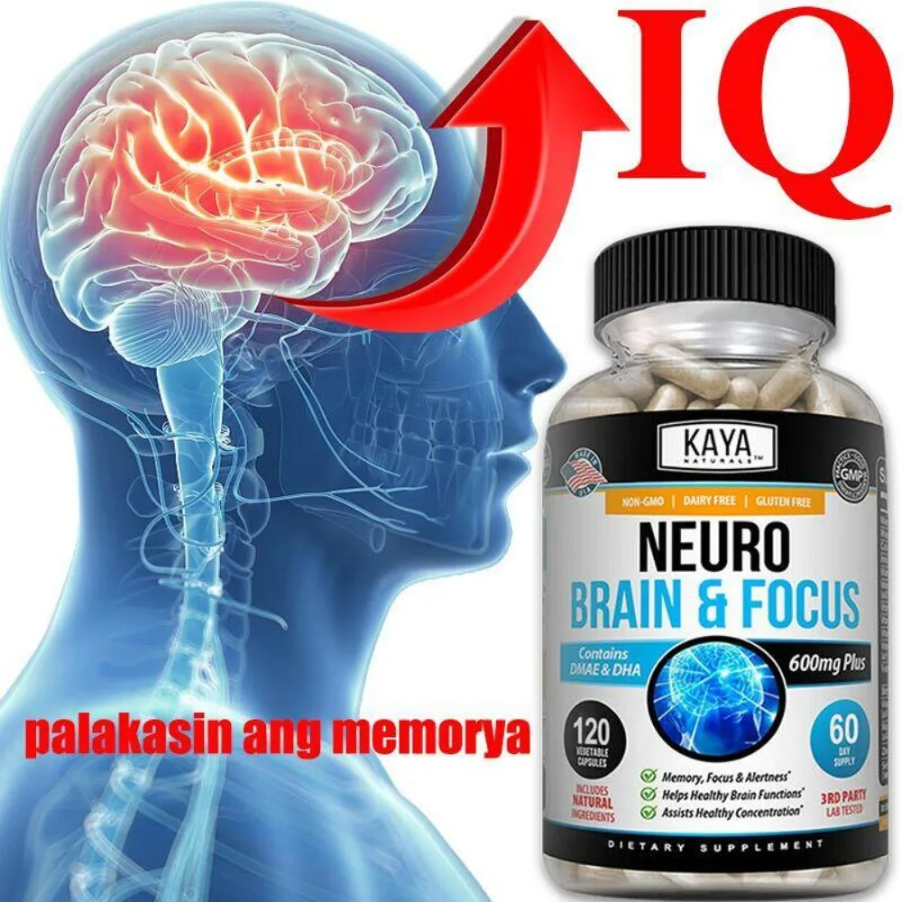 Memory, Focus, Clarity, Energy Brain Supplement - Stress Relief, Cognitive Function, 120 Capsules