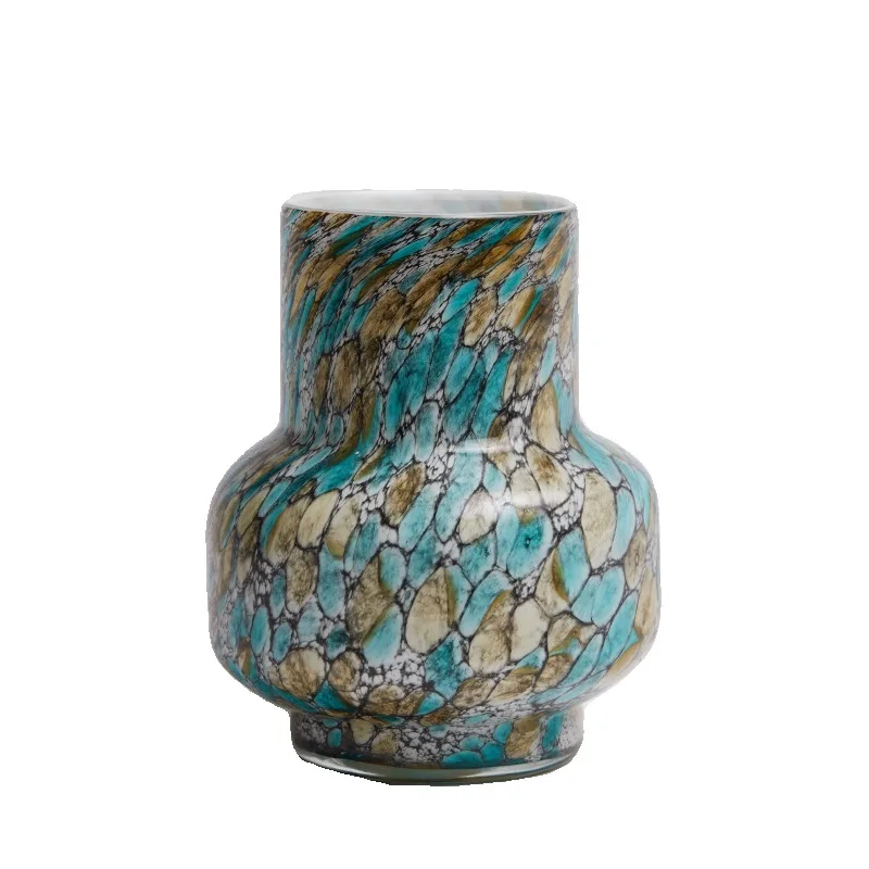 Chinese Glass Vase Light Luxury High Sense Living Room Flower Arrangement Flower Pot Dining Table Coffee Table Ornament Crafts
