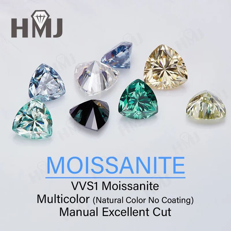Moissanit-Losesteine im Trillion-Schliff, grüne Farbe, VVS1-Klarheit, Perlen für Armbänder, für DIY-Schmuck für Frauen, mit Bericht, kein Verblassen. – Detail 3