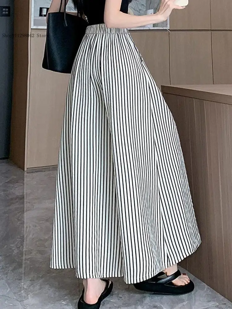 Summer Commuting Ice Silk Quick Drying Thin Style Slim Fit and Hanging Casual Straight Leg Half Length Skirt Pants