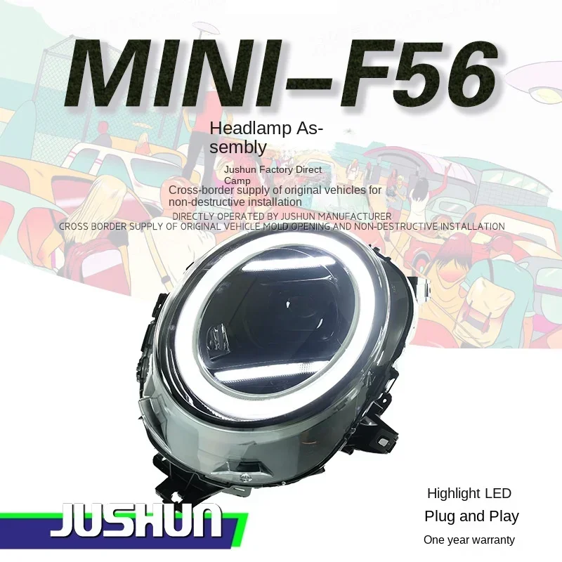 A pair Suitable for 14-21 BMW MINI headlight assembly modified new F56F55LED daytime running light water lens